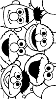 A coloring page of sesame street